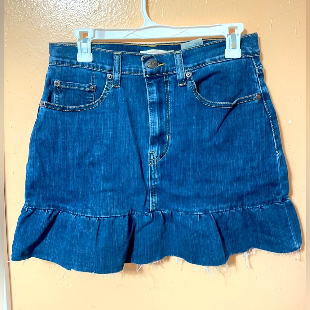 Levi ruffle denim skirt